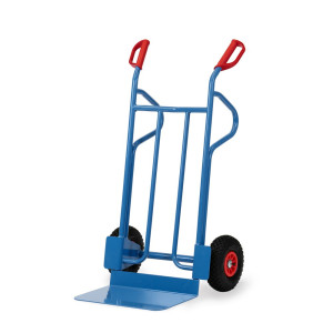 Wózek transportowy fetra®, wysokość 1200 mm, udźwig 350 kg, szufla szer. x gł. 480 x 300 mm, z pałąkami do odkładania, ogumienie pneumatyczne