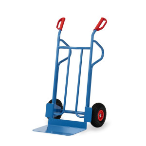 Wózek transportowy fetra®, wysokość 1200 mm, udźwig 350 kg, szufla szer. x gł. 480 x 300 mm, z pałąkami do odkładania, ogumienie PU
