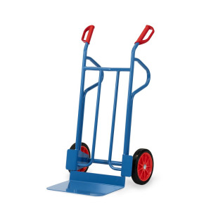 Wózek transportowy fetra®, wysokość 1200 mm, udźwig 350 kg, szufla szer. x gł. 480 x 300 mm, z pałąkami do odkładania, ogumienie z pełnej gumy