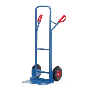 Wózek transportowy fetra®, wysokość 1300 mm, udźwig 300 kg, szufla szer. x gł. 480 x 300 mm, z pałąkiem poprzecznym górnym, ogumienie pneumatyczne