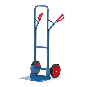 Wózek transportowy fetra®, wysokość 1300 mm, udźwig 300 kg, szufla szer. x gł. 480 x 300 mm, z pałąkiem poprzecznym górnym, ogumienie z pełnej gumy