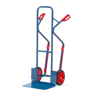 Wózek transportowy fetra®, udźwig 300 kg, szufla szer. x gł. 480 x 300 mm, z płozami ślizgowymi, ogumienie z pełnej gumy