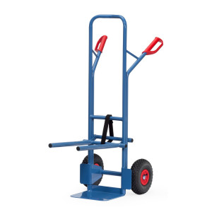 Wózek do krzeseł fetra® ze stali, udźwig 300 kg, szufla szer. x gł. 320 x 250 mm, ogumienie pneumatyczne