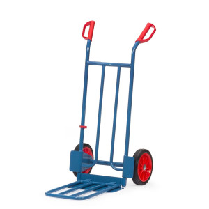 Wózek do paczek fetra®, z szuflą składaną, udźwig 250 kg, szufla szer. × gł. 400 × 150 mm, ogumienie z pełnej gumy