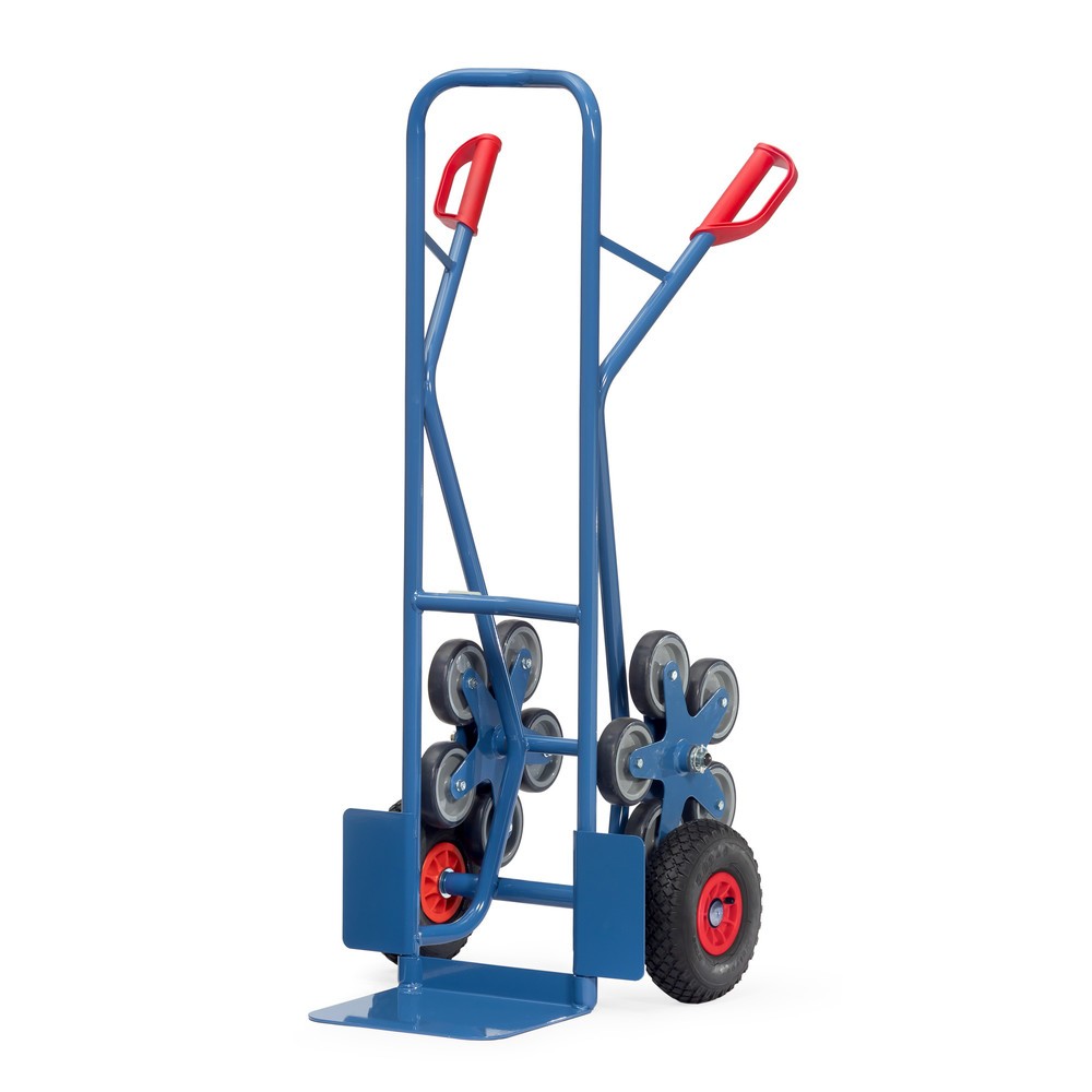 Wózek schodowy fetra®, 5-ramienna gwiazda kół, udźwig 200 kg, szufla szer. × gł. 320 × 250 mm, stal