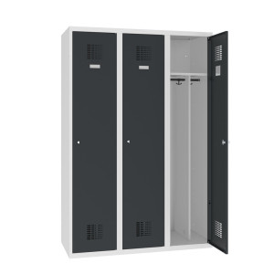 Podwójna podłogowa szafka Steinbock®, 3 przegrody, przegroda środkowa, zamek/zamknięcie z ryglem obrotowym, wys. x szer. x gł. 1800 x 1200 x 500 mm, jasnoszary/antracytowoszary