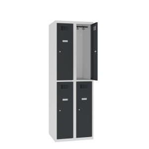 Szafka Steinbock® podłogowa, 2 piętra, 4 komory, zamek/zamknięcie z ryglem obrotowym, wys. x szer. x gł. 1800 x 600 x 500 mm, jasnoszary/antracytowoszary