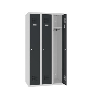 Szafka Steinbock® podłogowa, 3 przegrody, zamek cylindryczny, wys. x szer. x gł. 1800 x 900 x 500 mm, jasnoszary/antracytowoszary