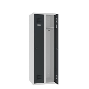 Szafka Steinbock®, podłogowa, 2 przegrody, zamek cylindryczny, wys. x szer. x gł. 1800 x 600 x 500 mm, jasnoszary/antracytowoszary