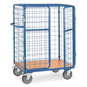 Wózek do paczek fetra®, udźwig 600 kg, powierzchnia ładunkowa szer. x gł. 1000 x 700 mm, wysokość 1552 mm, z daszkiem