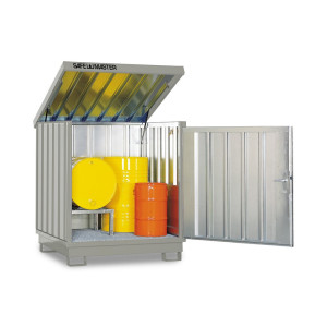 Szafa na substancje niebezpieczne ocynkowana i polakierowana, 4 x 200 l, wys. x szer. x gł. 1610 x 1420 x 1490 mm, biało-szary