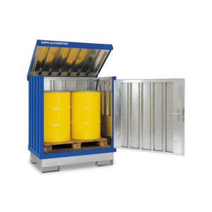 Szafa na substancje niebezpieczne, ocynkowana i polakierowana 2 x 200 l, wys. x szer. x gł. 1685 x 1420 x 1080 mm, niebieski gencjanowy