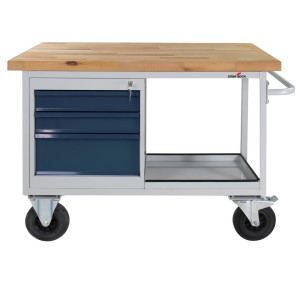 Mobilna ława warsztatowa Steinbock® Motion, 3 x szuflada, udźwig 500 kg, wys. x szer. x gł. 827 x 1300 x 600 mm, RAL 7035/7016