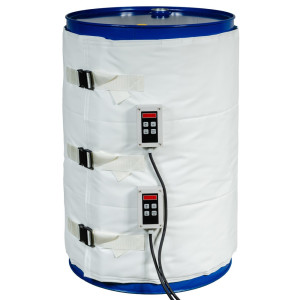 Kołnierz grzewczy do beczek Kuhlmann, odpowiedni do przemysłu spożywczego oraz farmaceutycznego, 200–220 l, 0–120ºC, 230 V, 2 x 600 W, dł. x szer. 1990 x 800 mm