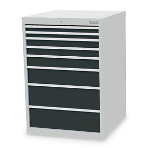 Szafa z szufladami Bedrunka+Hirth R 24-24, wys. x szer. x gł. 1019 x 705 x 736 mm, kolor jasnoszary, kolor antracytowoszary, 8 x szuflada 2 x 50 + 2 x 75 + 1 x 100 + 1 x 150 + 2 x 200 mm