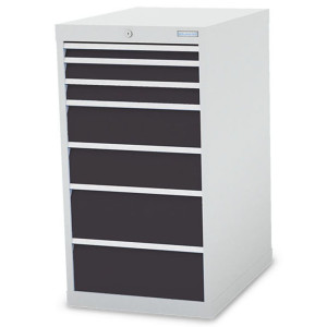Szafa z szufladami Bedrunka+Hirth R 18-24, wys. x szer. x gł. 1019 x 555 x 736 mm, kolor jasnoszary, kolor antracytowoszary, 7 x szuflada 1 x 50 + 2 x 75 + 2 x 150 + 2 x 200 mm