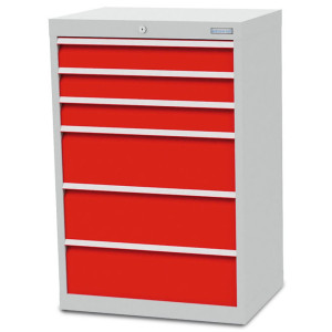 Szafa z szufladami Bedrunka+Hirth R 24-16, wys. x szer. x gł. 1019 x 680 x 500 mm, kolor jasnoszary, kolor jasnoniebieski, 6 x szuflada