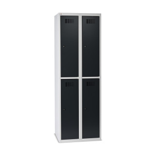 Szafka Steinbock® podłogowa, 2 piętra, 4 komory, zamek cylindryczny, wys. x szer. x gł. 1800 x 600 x 500 mm, jasnoszary/antracytowoszary