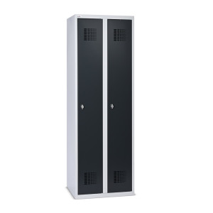 Szafka Steinbock® podłogowa, 2 przegrody, zamek/zamknięcie z ryglem obrotowym, wys. x szer. x gł. 1800 x 600 x 500 mm, jasnoszary/antracytowoszary