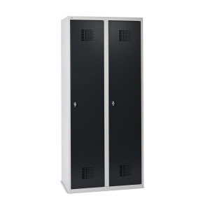 Podwójna podłogowa szafka Steinbock®, 2 przegrody, przegroda środkowa, zamek/zamknięcie z ryglem obrotowym, wys. x szer. x gł. 1800 x 800 x 500 mm, jasnoszary/antracytowoszary