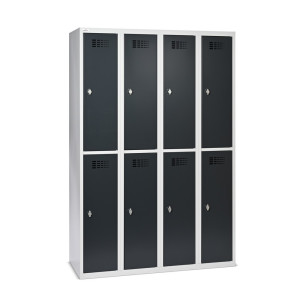 Szafka Steinbock® podłogowa, 2 piętra, 8 komór, zamek/zamknięcie z ryglem obrotowym, wys. x szer. x gł. 1800 x 1200 x 500 mm, jasnoszary/antracytowoszary