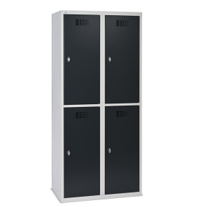Szafka Steinbock® podłogowa, 2 piętra, 4 komory, zamek/zamknięcie z ryglem obrotowym, wys. x szer. x gł. 1800 x 800 x 500 mm, jasnoszary/antracytowoszary