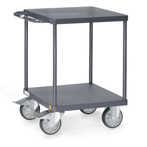 Wózek stołowy i montażowy fetra® ESD z półkami z blachy stalowej o wymiarach 600 x 600 mm każda