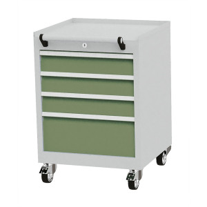 Pojemnik na kółkach Bedrunka+Hirth, udźwig szuflad 50 kg, pełny wysuw, wys. x szer. x gł. 805 x 530 x 500 mm, zielona rezeda