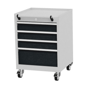 Pojemnik na kółkach Bedrunka+Hirth, udźwig szuflad 50 kg, pełny wysuw, wys. x szer. x gł. 805 x 530 x 500 mm, czarny głęboki