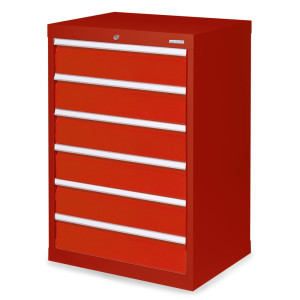 Szafa z szufladami Bedrunka+Hirth Profi, szuflady 6 x 150 mm, wys. x szer. x gł. 1019 x 680 x 500 mm, czerwony rubinowy, czerwony drogowy