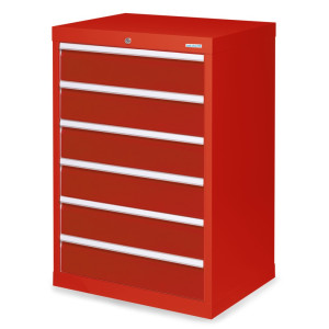 Szafa z szufladami Bedrunka+Hirth Profi, szuflady 6 x 150 mm, wys. x szer. x gł. 1019 x 680 x 500 mm, czerwony drogowy, czerwony rubinowy