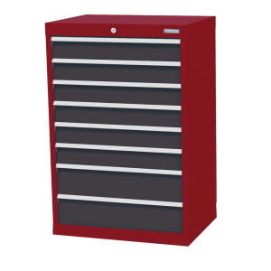 Szafa z szufladami Bedrunka+Hirth Profi, szuflady 6 x 100 + 2 x 150 mm, wys. x szer. x gł. 1019 x 680 x 500 mm, czerwony rubinowy, szary antracyt