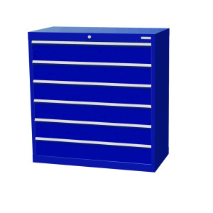 Szafa z szufladami Bedrunka+Hirth Profi, szuflady 6 x 150 mm, wys. x szer. x gł. 1019 x 980 x 500 mm, niebieski gencjanowy, niebieski gencjanowy