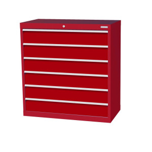Szafa z szufladami Bedrunka+Hirth Profi, szuflady 6 x 150 mm, wys. x szer. x gł. 1019 x 980 x 500 mm, czerwony rubinowy, czerwony rubinowy