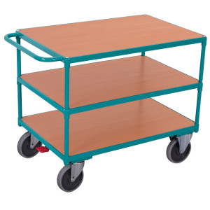 Wózek półkowy Ameise®, uchwyt poziomy, 3 piętra po 1000 × 600 mm, udźwig 400 kg