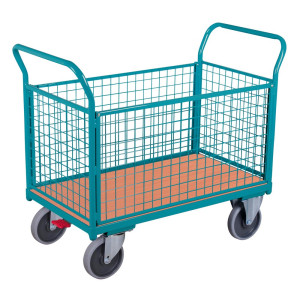 Wózek platformowy Ameise®, ze ścianami kratowymi z 4 stron, powierzchnia ładunkowa szer. × gł. 652 × 1000 mm