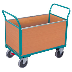 Wózek platformowy Ameise®, z drewnianymi ścianami z 4 stron, powierzchnia ładunkowa szer. × gł. 752 × 1200 mm