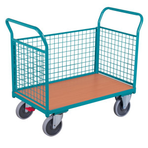 Wózek platformowy Ameise®, ze ścianami kratowymi z 3 stron, powierzchnia ładunkowa szer. × gł. 676 × 1000 mm