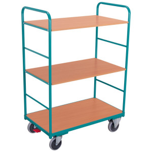 Wózek piętrowy Ameise®, udźwig 250 kg, otwarty z każdej strony, 3 piętra o wymiarach 1000 × 700 mm