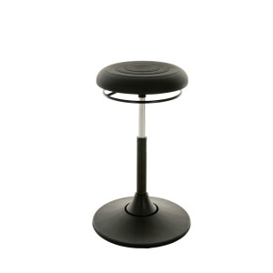 Taboret HEMMDAL, obrotowe siedzisko ze skóry syntetycznej, wysokość siedziska 510–700 mm, podstawa talerzowa