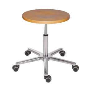 Taboret obrotowy HEMMDAL XXL, siedzisko z buku, wysokość siedziska 470–650 mm, kółka