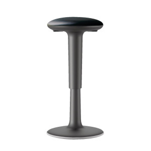 Taboret HEMMDAL, siedzisko ze skóry syntetycznej, wysokość siedziska 560–720 mm, okrągły ślizgacz podłogowy