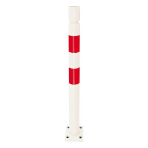 Pachołek przeciwuderzeniowy MORAVIA FLEX, z TPU, do montażu za pomocą kołków, wys. x Ø 1000 x 80 mm, czerwono-biały