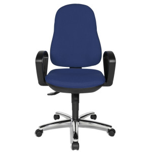 Obrotowe krzesło biurowe Topstar® Syncro-Steel II, oparcie tapicerowane, niebieskie