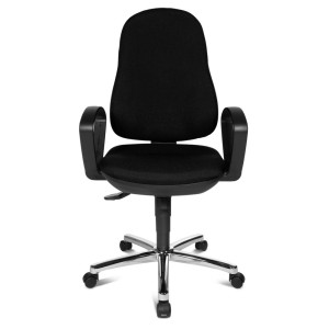 Obrotowe krzesło biurowe Topstar® Syncro-Steel II, oparcie tapicerowane, czarne
