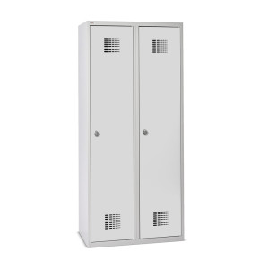 Szafka Steinbock® z cokołem, 2 przegrody, przegroda środkowa, zamek/zamknięcie z ryglem obrotowym, wys. x szer. x gł. 1800 x 800 x 500 mm, jasnoszary/antracytowoszary