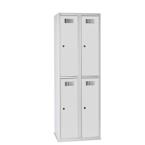 Szafka Steinbock® podłogowa, 2 piętra, 4 komory, zamek cylindryczny, wys. x szer. x gł. 1800 x 600 x 500 mm, jasnoszary/antracytowoszary