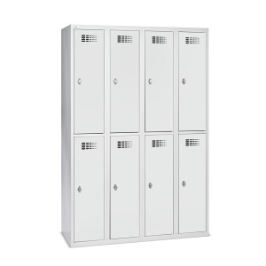 Szafka Steinbock® podłogowa, 2 piętra, 8 komór, zamek/zamknięcie z ryglem obrotowym, wys. x szer. x gł. 1800 x 1200 x 500 mm, jasnoszary/antracytowoszary