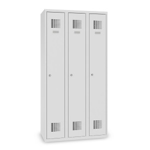 Szafka Steinbock® podłogowa, 3 przegrody, zamek/zamknięcie z ryglem obrotowym, wys. x szer. x gł. 1800 x 900 x 500 mm, jasnoszary/antracytowoszary