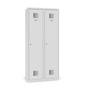 Szafka Steinbock® z cokołem, 2 przegrody, przegroda środkowa, zamek cylindryczny, wys. x szer. x gł. 1800 x 800 x 500 mm, jasnoszary/antracytowoszary